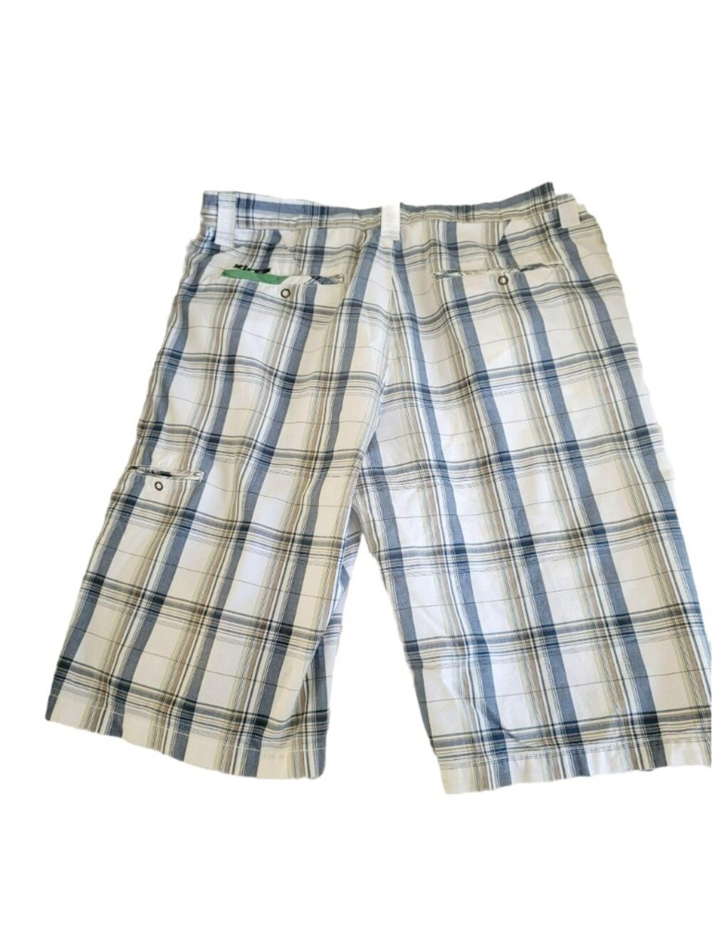 Kirra Golf Shorts Men's Plaid Bermuda White Blue Tan Plaid Cotton Size 34 LH8041 - Picture 3 of 6